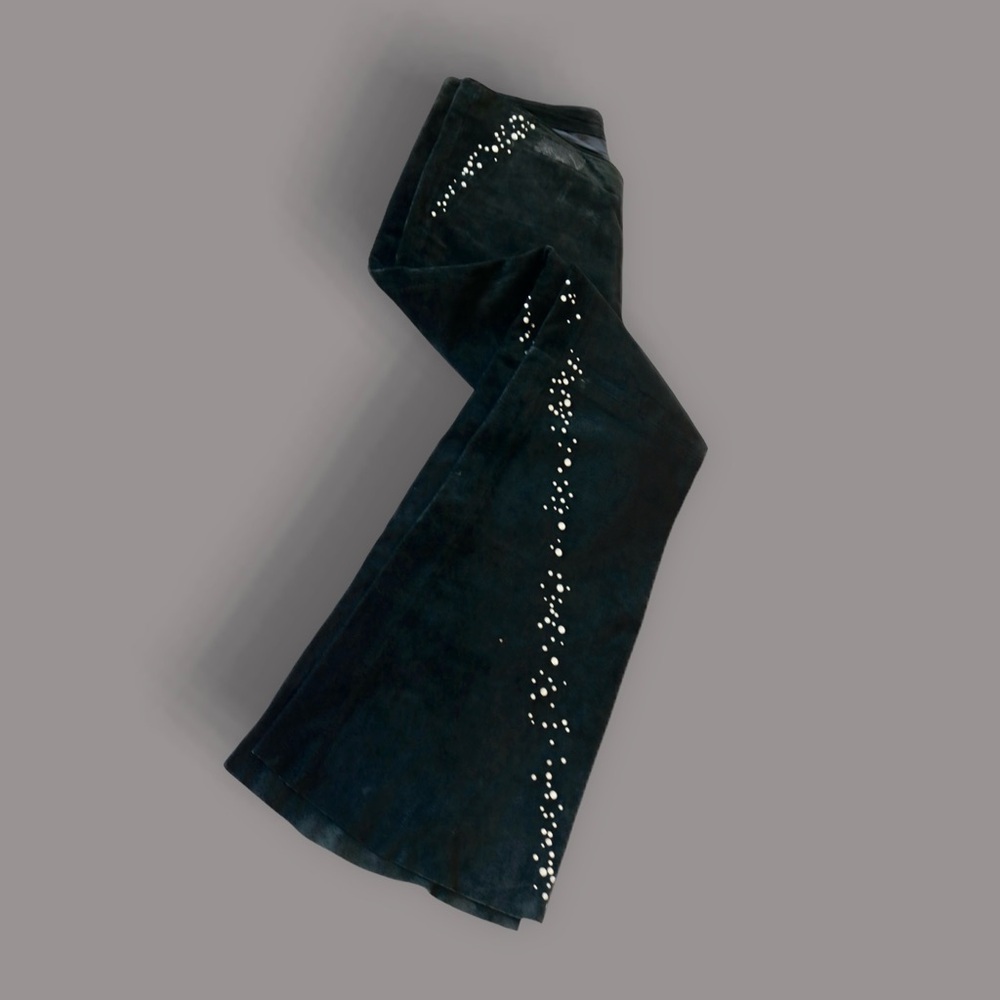 Wilson Leather Maxima | Vintage Black Velvet Bedazzled Flared Pants - 10
